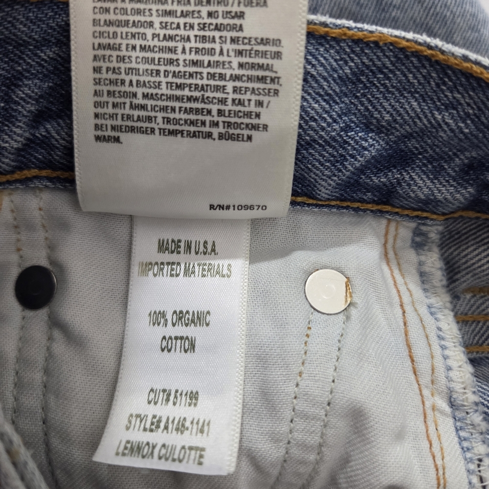 Agolde Lennox Culotte High Rise Denim Shorts Size 23 Casual Boho Blue Wave Jort - Picture 8 of 9